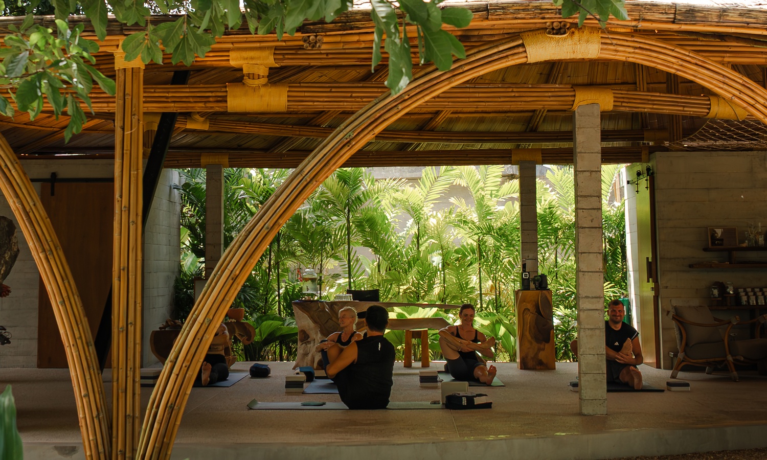 yoga under the magical bamboo design roof in khao lak 